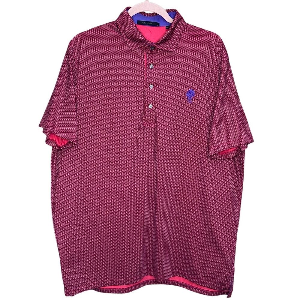 Greyson Men's Golf Polo Shirt Diamond Print Size Large‎ With Logo